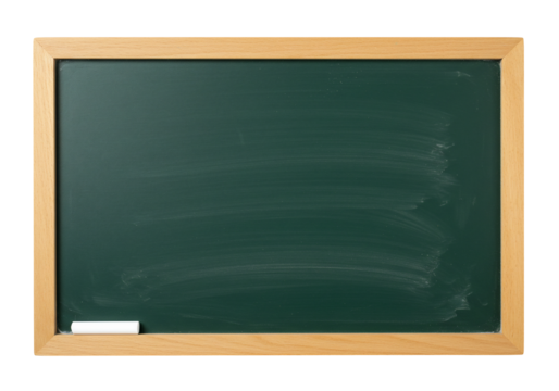 Green chalkboard with wooden frame and chalk clean simple background for education and communication