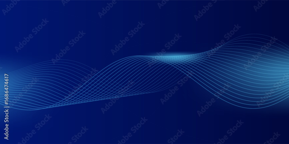 Aufkleber abstract dark blue background with flowing smooth lines. modern and elegant design element for vario