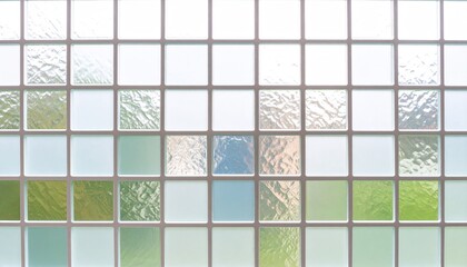 Frosted Glass Panel Mosaic with Green and Blue Hues
