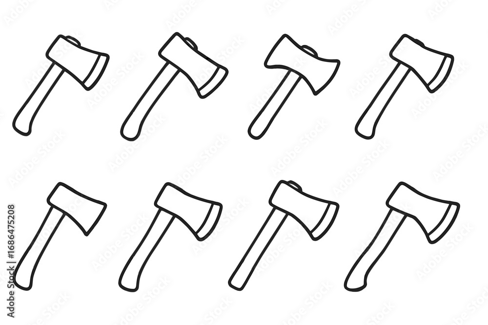 Fototapete axe line icon set. simple linear pictogram of a hatchet for web and graphic design. minimalistic out
