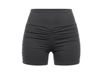 Gray high waisted fitness shorts seamless ruching detail activewear apparel