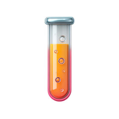 3D test tube with orange-yellow liquid and bubbles