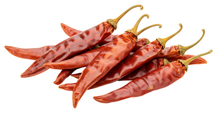Dried red chili peppers transparent background food spice ingredient