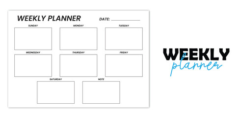 weekly,planner,schedule flat vector printable weekly planner template with boxed layout for daily organization 
