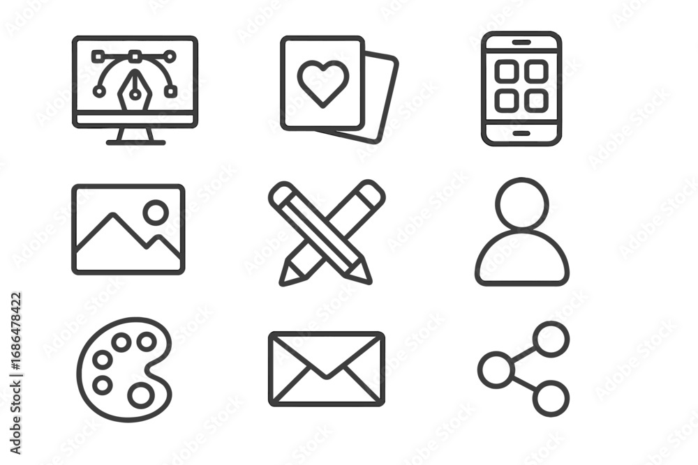 Aufkleber modern line icon set for ui ux design. web and mobile app development symbols. vector graphic design