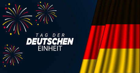 Tag der Deutschen Einheit und deutsche Flaggen auf weißem Hintergrund. Bannergestaltung zum Tag der Deutschen Einheit.