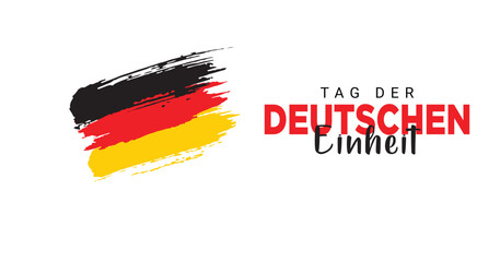 Tag der Deutschen Einheit und deutsche Flaggen auf weißem Hintergrund. Bannergestaltung zum Tag der Deutschen Einheit.