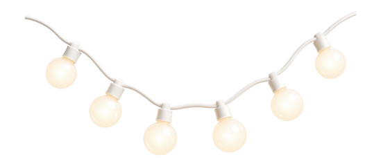 White string lights with round bulb covers