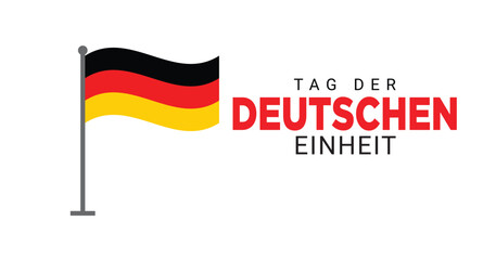 Tag der Deutschen Einheit und deutsche Flaggen auf weißem Hintergrund. Bannergestaltung zum Tag der Deutschen Einheit.