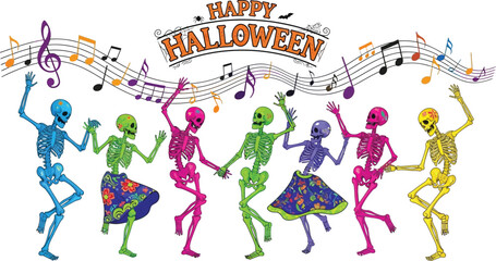Vector art of halloween pumpkins with fireworks and confetti