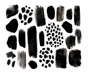 Abstract design of textured, dark shapes