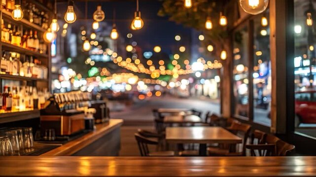Cozy bar interior at night