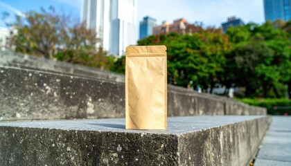 Kraft Stand-Up Pouch on Urban Steps