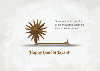Happy Gandhi Jayanti, 2nd October with Gandhiji Charkha Illustration