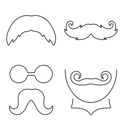 Group of black mustache icons on a white background. Vector illustration.