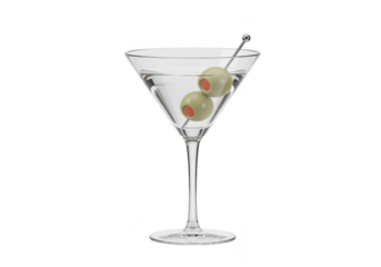 Martini with olives isolated on transparent background