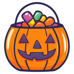pumpkin, jack o' lantern, decoration, candy, pumpkin candy bucket, trick or treat, halloween, festival, vector, transparent background, scary, october, lantern, celebration, jack, carved, horror
