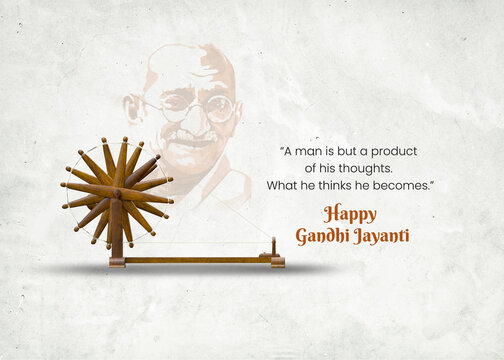 Happy Gandhi Jayanti, 2nd October with Gandhiji Charkha
