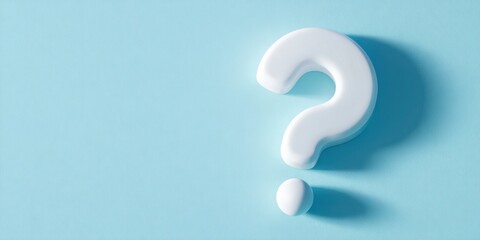 The Question Mark with Shadow on a Soft Blue Background