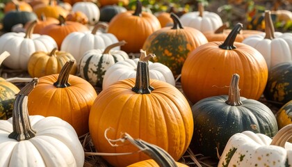Colorful pumpkins in autumn harvest