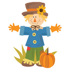 Cute  scarecrow  vector cartoon illustration