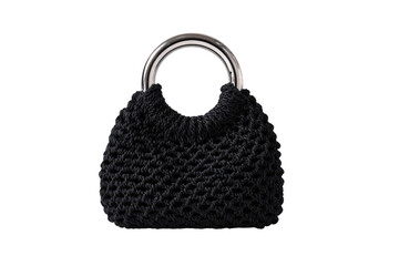 Dark-gray knitted handbag with a metal handle