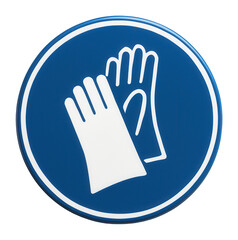 Obraz premium Blue circular safety gloves required sign with white gloves icon