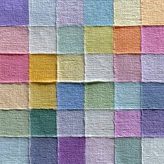 Fototapeta premium Colorful wall featuring a grid of squares with a pastel grid-paper texture and faint lines creating a gentle vignette that evokes a sense of modern aesthetics and design