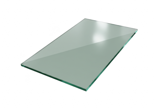 Glass pane with beveled edges isolated on transparent background