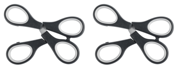 Two Black Scissors With Silver Trim Isolated on White Background Cut and Trim Design Object for Precision Cutting Work Tools