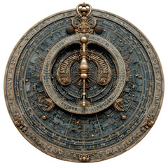 Fototapeta premium Ornate Antique Astrolabe PNG set with Intricate Celestial Engravings and Golden Accents Isolated on Transparent backround