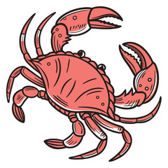Vibrant Red Crab Vector Illustration &ndash; Playful Seafood Clipart. Perfect for: seafood festival posters, restaurant branding, cartoon-gourmet designs