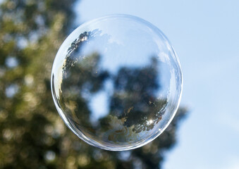 Bubble is floating in the air