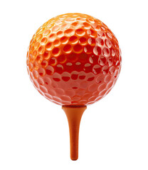 Close-up of an orange golf ball on a tee (1)