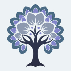 Obraz premium silhouette vector tree with flowers