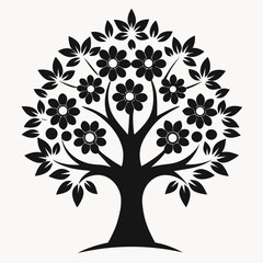 Obraz premium Bokul flower vector tree silhouette
