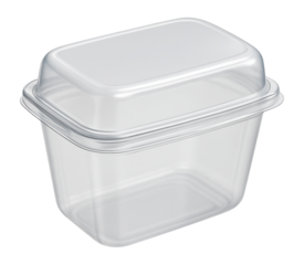 Recyclable plastic container with a hinged lid