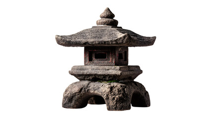 Traditional Japanese stone lantern (toro), miniature, isolated on Transparent background,