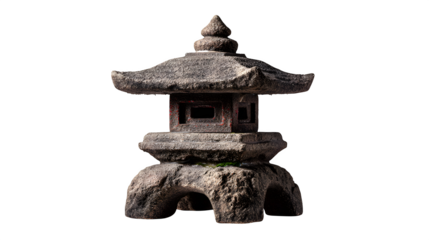 Traditional Japanese stone lantern (toro), miniature, isolated on Transparent background,