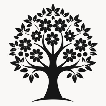 Bokul flower vector tree silhouette