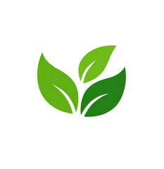 Simple graphic of three stylized leaves.  Green hues, outlined.  Dark background