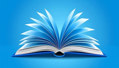 Fototapeta premium Open book with vibrant blue pages