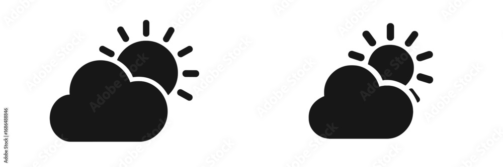 Poster weather symbol representing partly cloudy conditions with a sun peeking through cloud cover in a sim