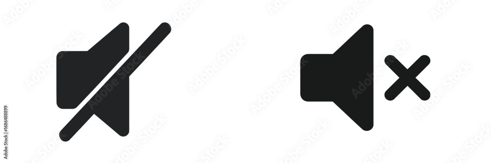 Poster sound icons representing mute and volume off options for digital applications and devices