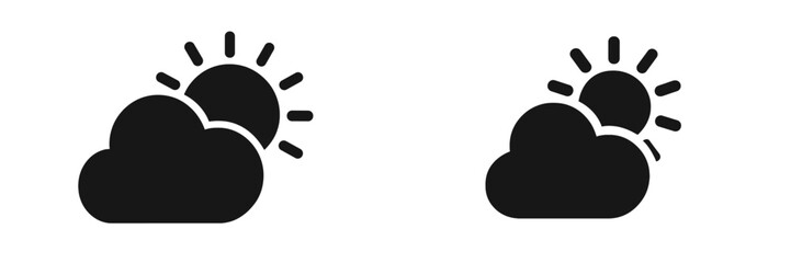 Weather symbol representing partly cloudy conditions with a sun peeking through cloud cover in a simple design