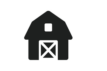 Simple black barn silhouette suitable for various design projects and rural themes