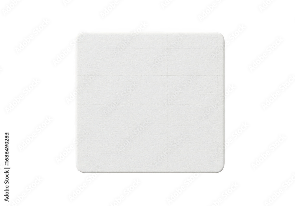 Poster plain white square with subtle texture, isolated on transparent background