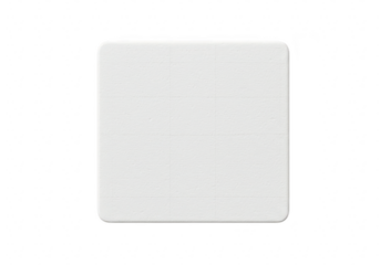 Plain white square with subtle texture, isolated on transparent background