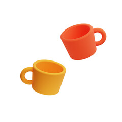 3D Coffee Mug Icon – Cup, Tea, Drink, Hot Beverage, Kitchen, Breakfast Illustration