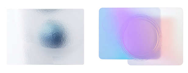 Glassmorphic Abstract Design with Gradient Colors Shapes and Textured Overlay on White Background